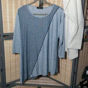 Navy & White Striped Reversible Patchwork Tunic